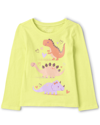 Camiseta con estampado de Dino para bebés y niñas pequeñas