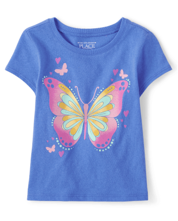 Baby and Toddler Girls Short Sleeve Butterfly Graphic Tee | The ...
