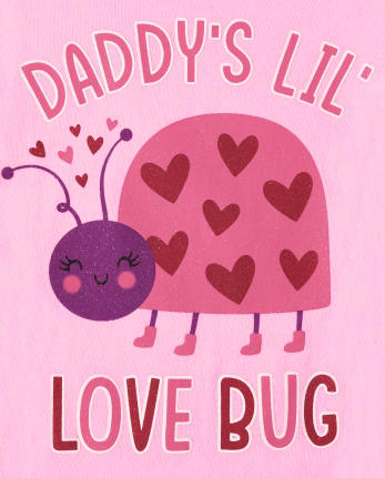Baby and Toddler Girls Love Bug Graphic Tee - TIARA PINK