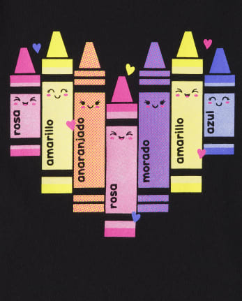 Camiseta con estampado de crayones para bebés y niñas pequeñas
