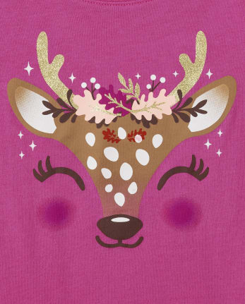Camiseta con estampado de ciervos para bebés y niñas pequeñas