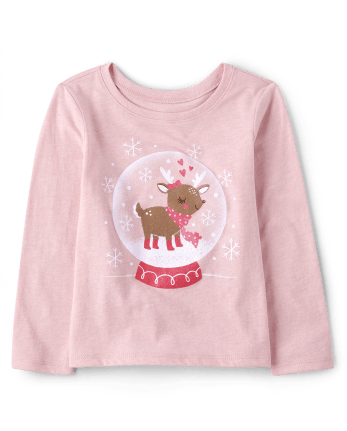 Baby And Toddler Girls Snow Globe Graphic Tee