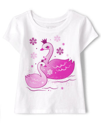 Camiseta con gráfico de cisne para bebés y niñas pequeñas