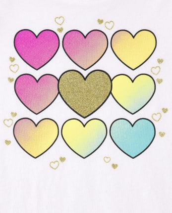 Baby And Toddler Girls Rainbow Heart Graphic Tee