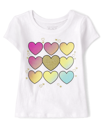 Baby And Toddler Girls Rainbow Heart Graphic Tee