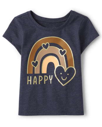 Baby and Toddler Girls Happy Graphic Tee