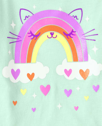 Baby and Toddler Girls Rainbow Cat Graphic Tee