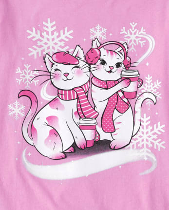 Camiseta con estampado de gatos para niñas