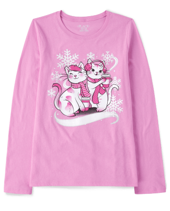 Camiseta con estampado de gatos para niñas