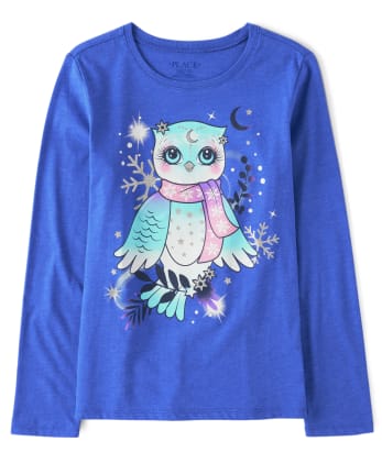 Camiseta con gráfico de búho para niñas