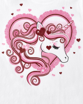 Girls Unicorn Heart Graphic Tee