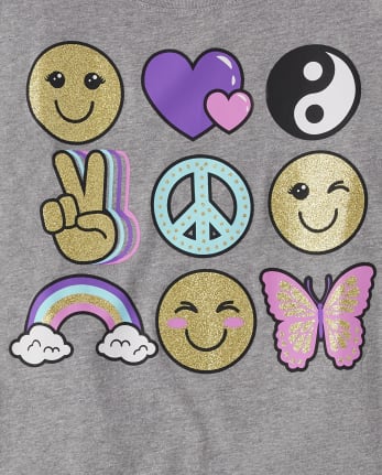 Camiseta con estampado de emoji para niñas