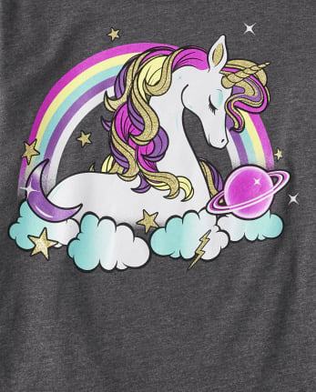 Girls Rainbow Unicorn Graphic Tee