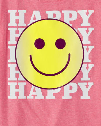 Girls Happy Face Graphic Tee