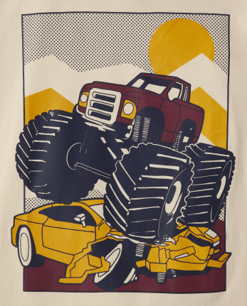 Camiseta con gráfico Racecar Monster Truck para niños, paquete de 2