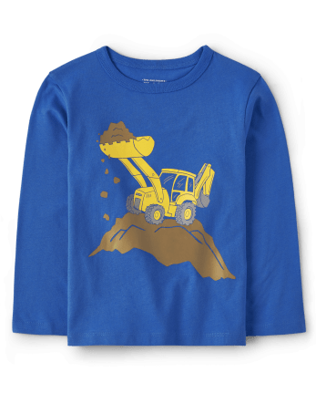 Baby And Toddler Boys Long Sleeve Construction Vehicle Graphic Tee ...