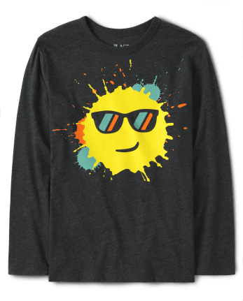 Camiseta con gráfico de cara feliz para niños