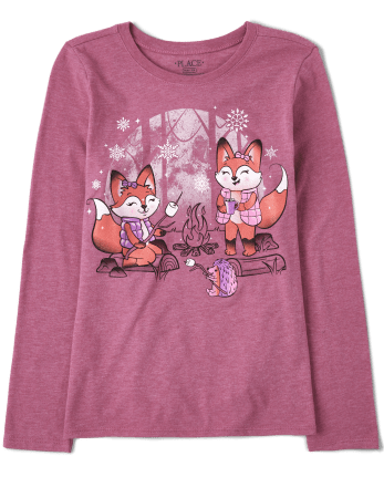 Girls Foxes Graphic Tee