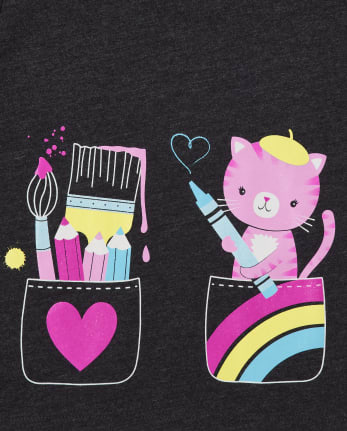 Baby And Toddler Girls Short Sleeve Art Supplies Graphic Tee