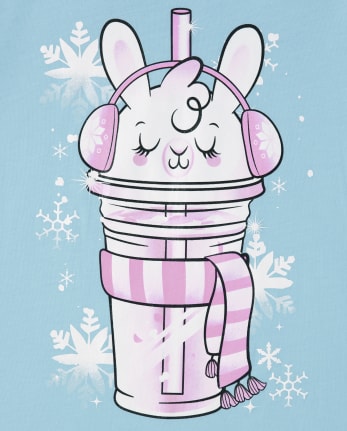 Camiseta con estampado de bebida de llama para niñas