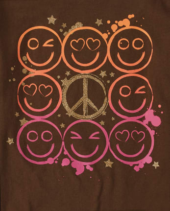 Girls Happy Face Graphic Tee