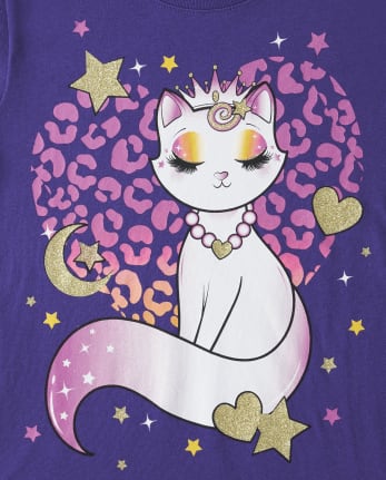 Camiseta con gráfico de gato para niñas