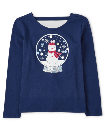 Girls Sequin Snow Globe Cut Out Top