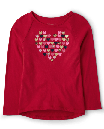 Camiseta alta y baja para el día de San Valentín para niña