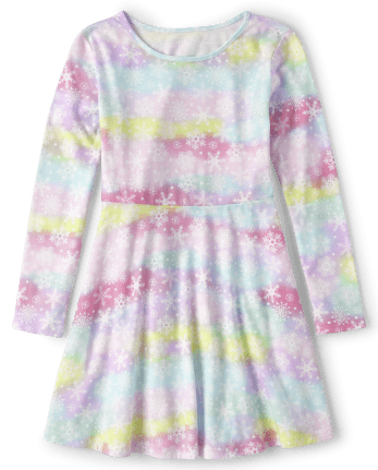 Girls Rainbow Snowflake Everyday Dress