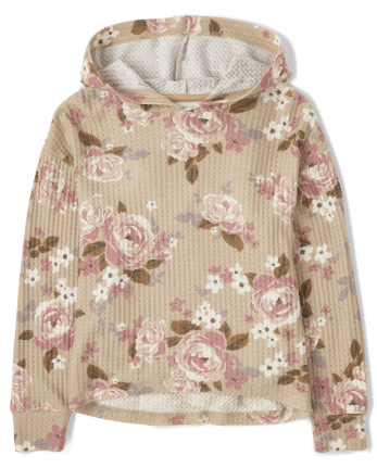 Girls Print Waffle Hoodie