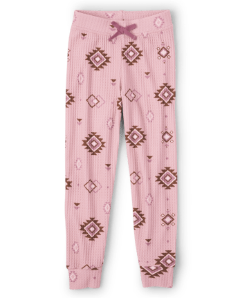Girls Print Waffle Jogger Pants