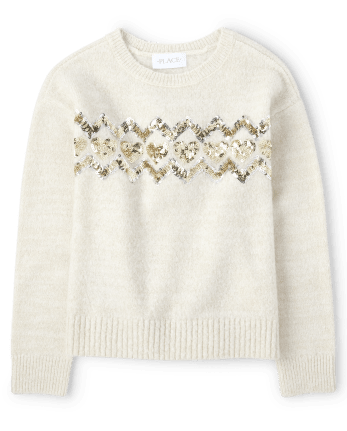 Girls Sequin Heart Sweater