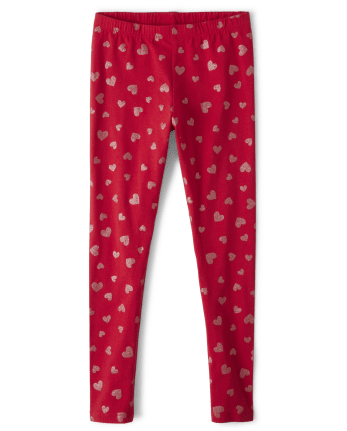 Leggings con forma de corazón y purpurina para niñas
