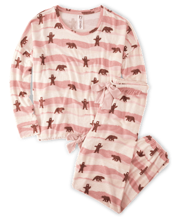 Pijama de punto con suéter de oso familiar a juego para mujer