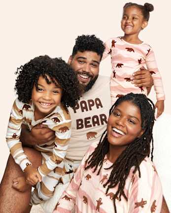 Pijama de punto con suéter de oso familiar a juego para mujer