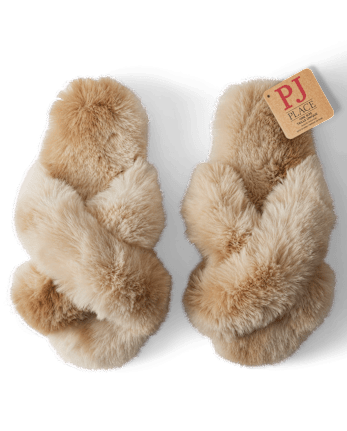 Pantuflas cruzadas de piel sintética para mujer