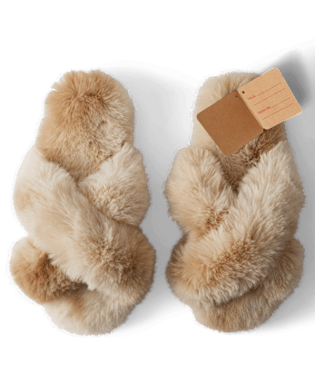 Pantuflas cruzadas de piel sintética para mujer