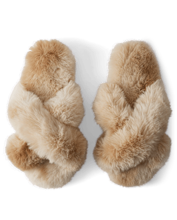 Pantuflas cruzadas de piel sintética para mujer