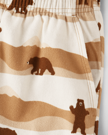 Mens Matching Family Bear Flannel Pajama Shorts