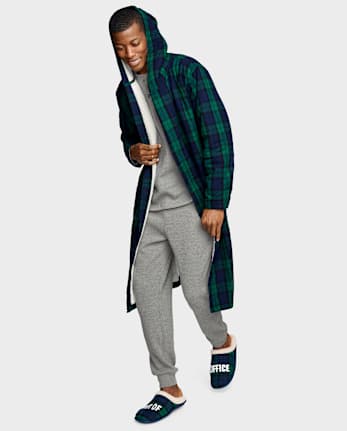 Bata de franela a cuadros para hombre