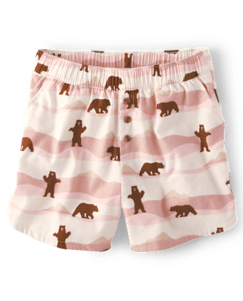 Womens Matching Family Bear Flannel Pajama Shorts