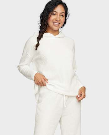 Womens Oversized Thermal Hooded Top