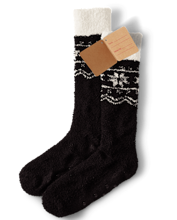 Calcetines cómodos Fairisle con copos de nieve para mujer