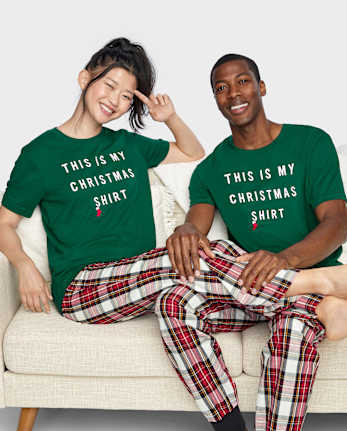 Camiseta para dormir unisex con estampado navideño para adultos