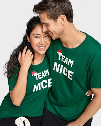 Camiseta para dormir unisex con estampado navideño para adultos