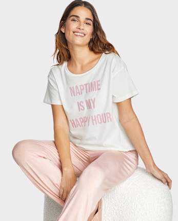 Camiseta para dormir con estampado gráfico para mujer