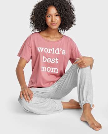 Camiseta para dormir con estampado gráfico para mujer