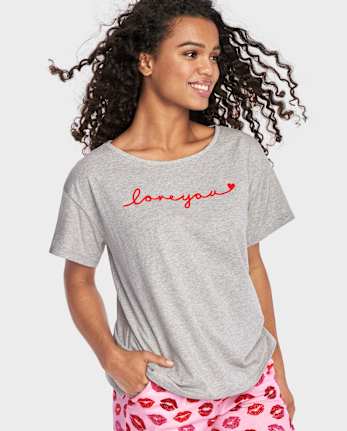Camiseta para dormir con estampado del día de San Valentín para mujer