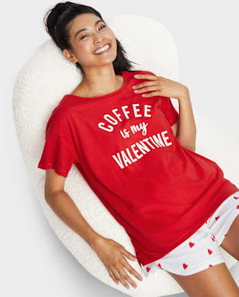 Camiseta para dormir con estampado del día de San Valentín para mujer