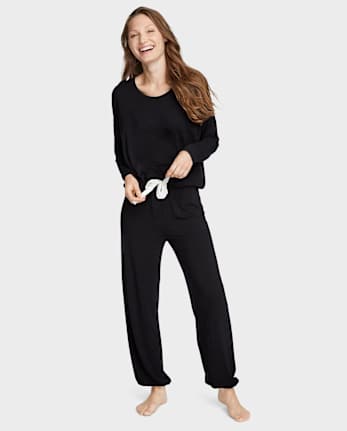 Pantalones de pijama modal con lazo frontal para mujer
